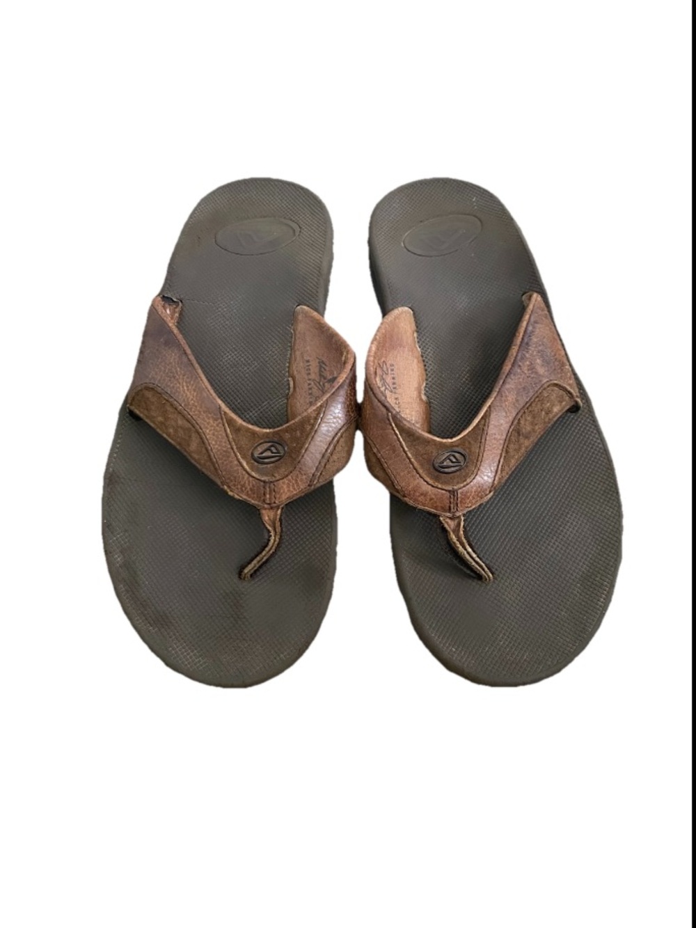 Reef Fanning Bottle Opener Brown Leather Flip Flop Thong Sandal Men's US Size 12